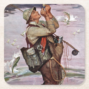 Porta-copo De Papel Quadrado Os peixes estão saltando