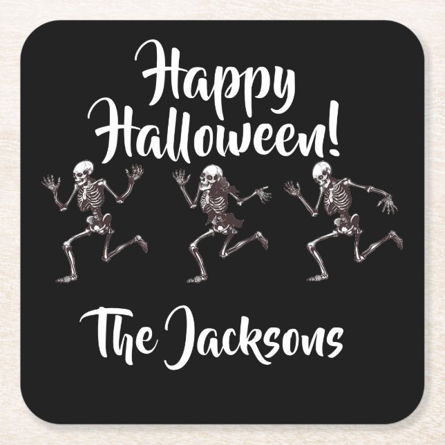 Porta-copo De Papel Quadrado Ossos dançantes (Frente)