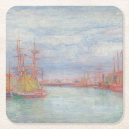 Porta-copo De Papel Quadrado Ostend Harbor por James Ensor (1900)