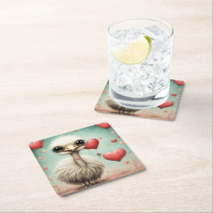 Porta-copo De Papel Quadrado Ostrich Love 3