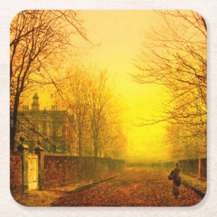 Porta-copo De Papel Quadrado Ouro Autumn John Atkinson Grimshaw