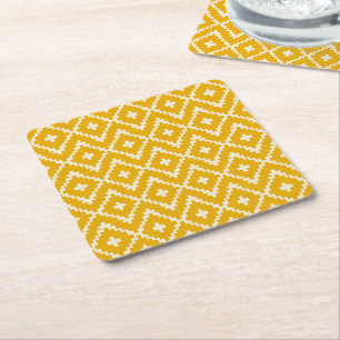 Porta-copo De Papel Quadrado Ouro Medina: Geometria Amarelo-Andaluza-Marroquina