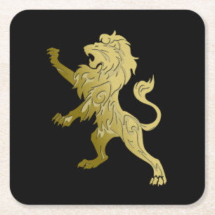 Porta-copo De Papel Quadrado Ouro Royal Lion