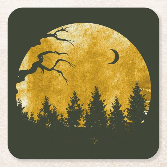 Porta-copo De Papel Quadrado Ouro Woods (Frente)