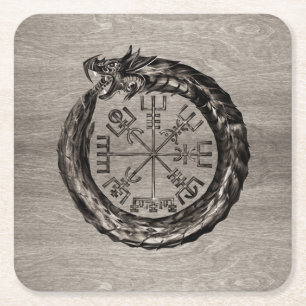 Porta-copo De Papel Quadrado Ouroboros com Vegvisir