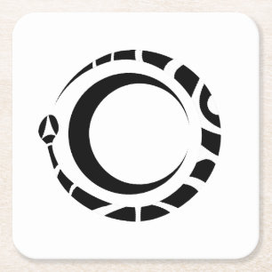 Porta-copo De Papel Quadrado ouroboros e lua