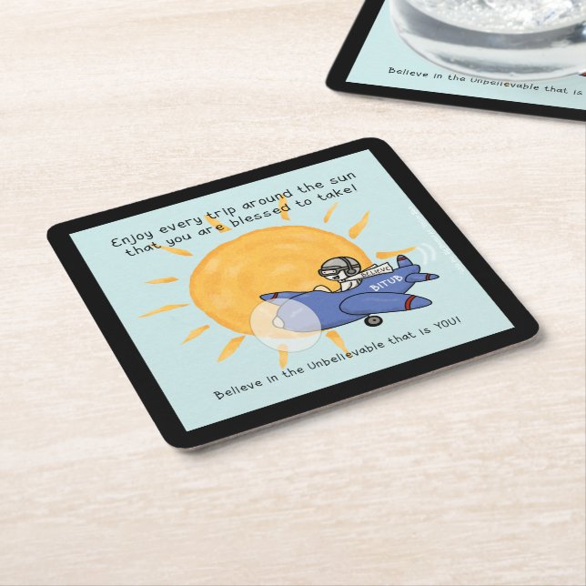 Porta-copo De Papel Quadrado Outra Viagem Ao Redor Do Sol (Inclinado)