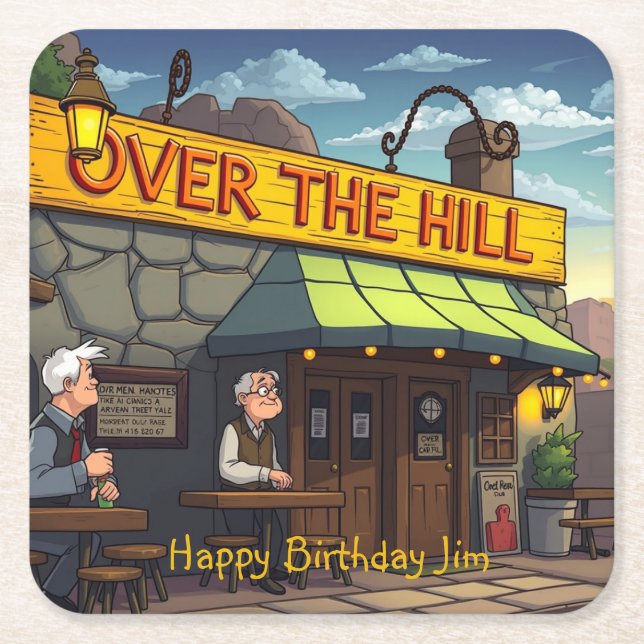 Porta-copo De Papel Quadrado Over The Hill Club 3 (Frente)
