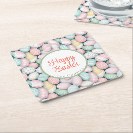 Porta-copo De Papel Quadrado Ovos elegantes e nome da família personalizada