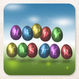 Porta-copo De Papel Quadrado Ovos Felzs pascoa Coloridos