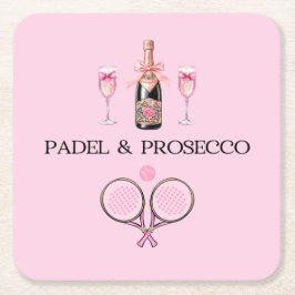 PORTA-COPO DE PAPEL QUADRADO PADEL COASTER: PADEL & PROSECCO CLÁSSICO ROSA/PRET