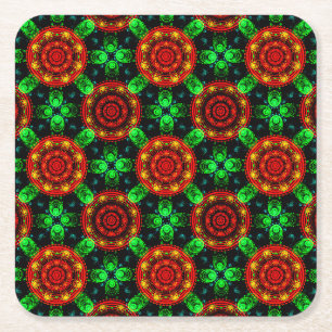 Porta-copo De Papel Quadrado Padrão Abstrato Floral Moderno Boho Elegante #504