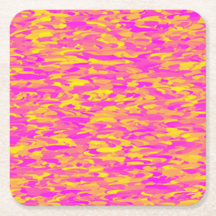 Porta-copo De Papel Quadrado Padrão Abstrato Rosa Amarelo Laranja