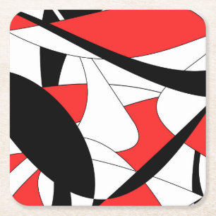 Porta-copo De Papel Quadrado padrão abstrato - vermelho