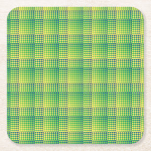 Porta-copo De Papel Quadrado Padrão Abstrato Xadrez Verde Azul