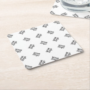 Porta-copo De Papel Quadrado Padrão Alternado de Logotipo ou Imagem Empresarial