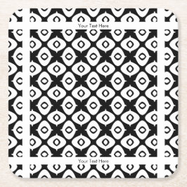 Porta-copo De Papel Quadrado Padrão Arabesco Simétrico Preto e Branco em Negrit