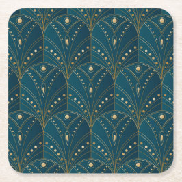 Porta-copo De Papel Quadrado padrão Art Deco com formas geométricas douradas