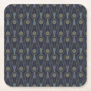 Porta-copo De Papel Quadrado padrão Art Deco com formas geométricas em ouro