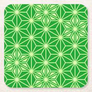 Porta-copo De Papel Quadrado Padrão Asanoha japonês - esmeralda verde