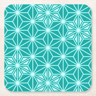 Porta-copo De Papel Quadrado Padrão Asanoha japonês - turquesa