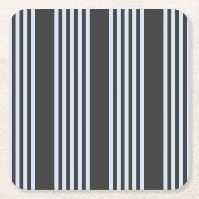 Porta-copo De Papel Quadrado Padrão azul claro e carvão cinco faixas (Frente)