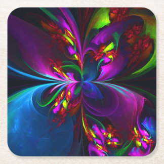 Porta-copo De Papel Quadrado Padrão Azul Vermelho Abstrato Floral Moderno #15
