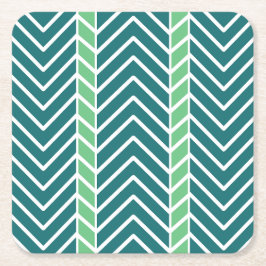 Porta-copo De Papel Quadrado Padrão Chevron Azul-Verde