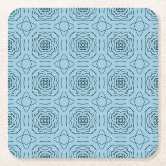 Porta-copo De Papel Quadrado Padrão contínuo de arte de linha geométrica azul e