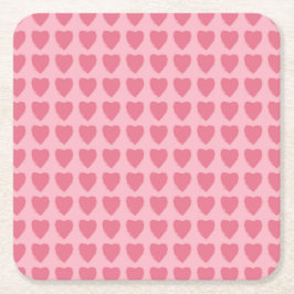 Porta-copo De Papel Quadrado Padrão contínuo de Corações Rosa
