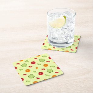 Porta-copo De Papel Quadrado Padrão contínuo de fatias de laranja