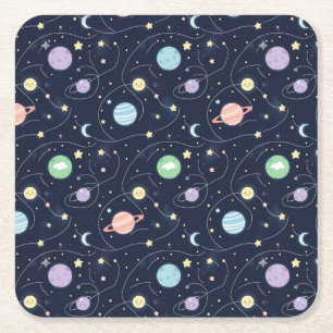 Porta-copo De Papel Quadrado Padrão contínuo de planetas do Sistema Solar