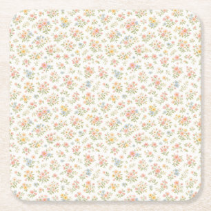 Porta-copo De Papel Quadrado Padrão contínuo floral delicado e fofo