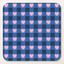 Padrão Coração Cor-de-Rosa Azul-Gingham