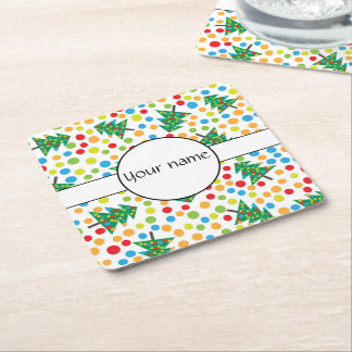 Porta-copo De Papel Quadrado Padrão das árvores de Natal