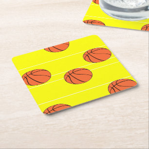 Porta-copo De Papel Quadrado Padrão das bolas de basquete em