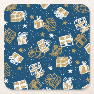 Porta-copo De Papel Quadrado Padrão das caixas de presentes nas férias de inver