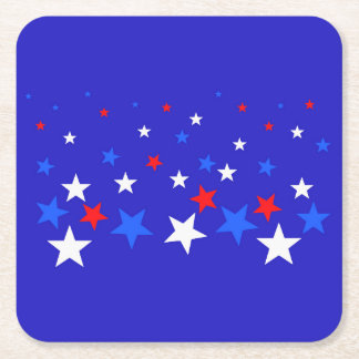 Porta-copo De Papel Quadrado Padrão das estrelas azul, vermelha e branca