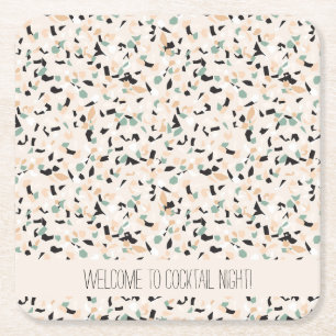 Porta-copo De Papel Quadrado Padrão de Abstrato moderno Pastel Terrazzo