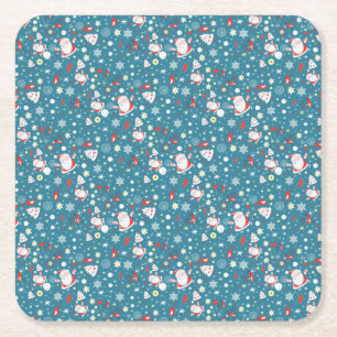 Porta-copo De Papel Quadrado Padrão de Amor de papais noeis