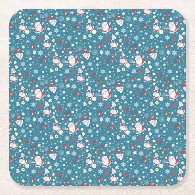 Porta-copo De Papel Quadrado Padrão de Amor de papais noeis (Frente)