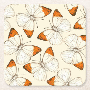 Porta-copo De Papel Quadrado Padrão de aquarela das borboletas