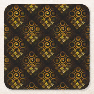 Porta-copo De Papel Quadrado Padrão de Arte Abstrata Boho Moderno Elegante Dour