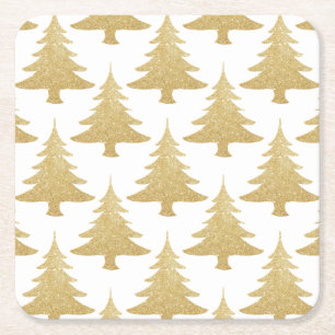 Porta-copo De Papel Quadrado padrão de árvore de Natal elegante e claro com bri