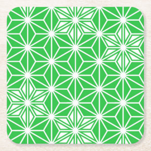 Porta-copo De Papel Quadrado Padrão de Asanoha japonês - verde-jade