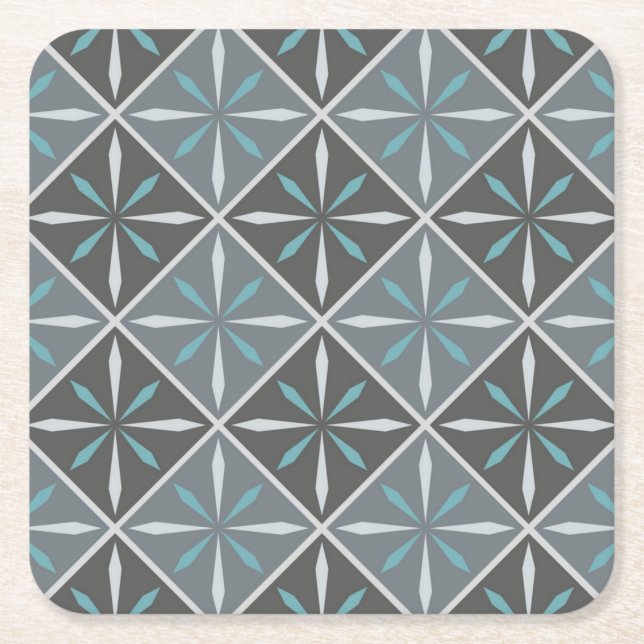 Porta-copo De Papel Quadrado Padrão de azulejos (Frente)
