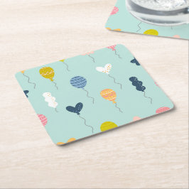 Porta-copo De Papel Quadrado Padrão de Balão de Festa de aniversário Colorido B