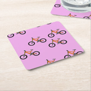 Porta-copo De Papel Quadrado Padrão de bicicletas a rosa