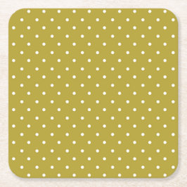 Porta-copo De Papel Quadrado Padrão de bolinhas brancas amarelo mostarda