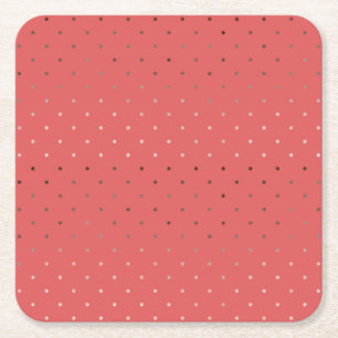 Porta-copo De Papel Quadrado padrão de bolinhas de coral rosa dourado minúscula